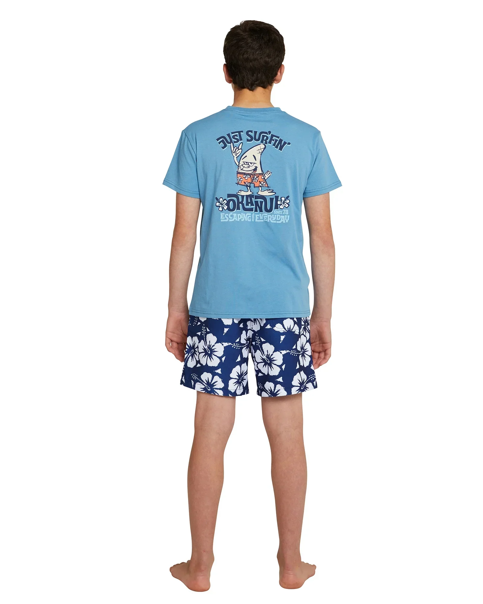 Boys Classic Swim Short - Hibiscus Navy - Image 4