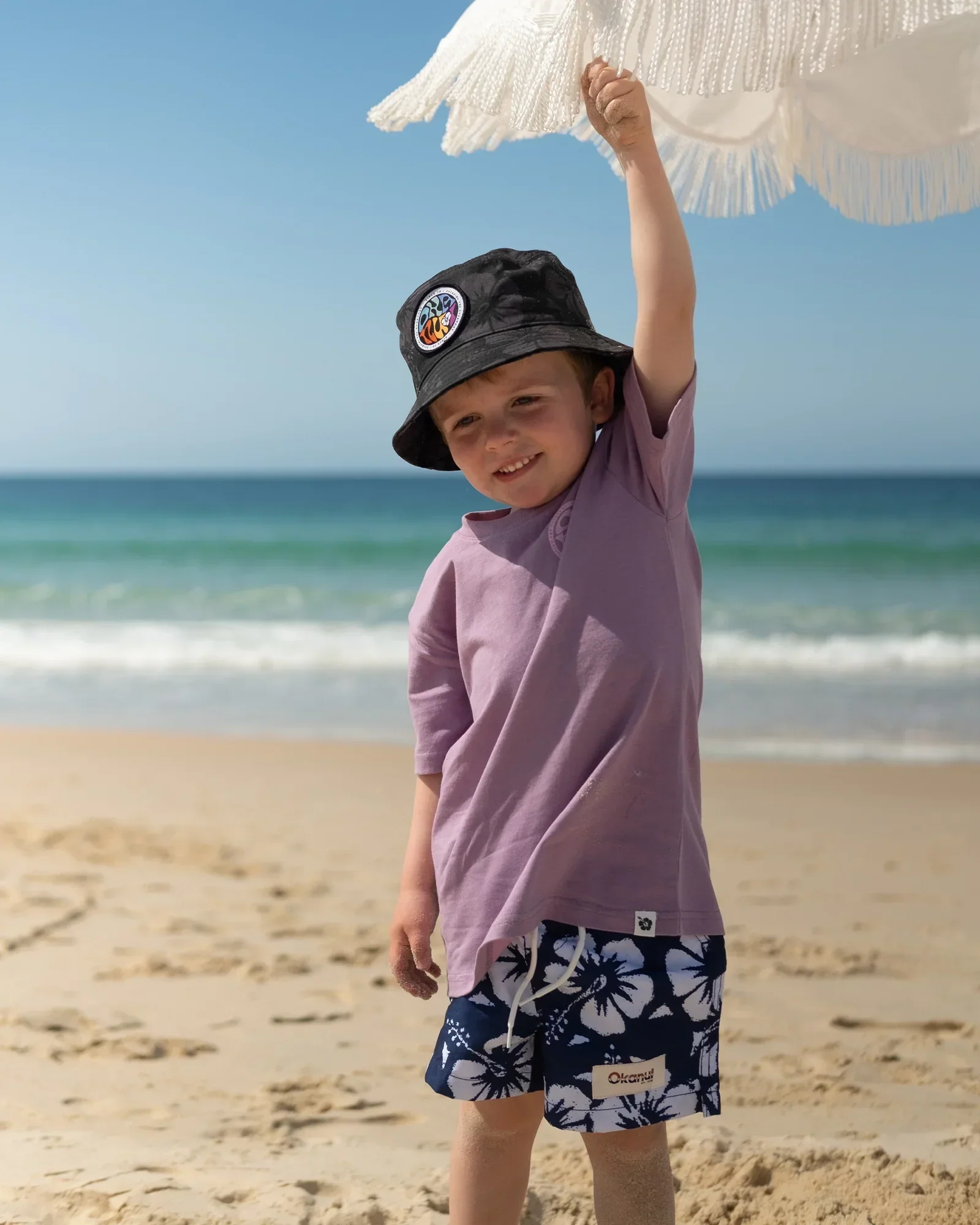 Boys Classic Swim Short - Hibiscus Navy - Image 7