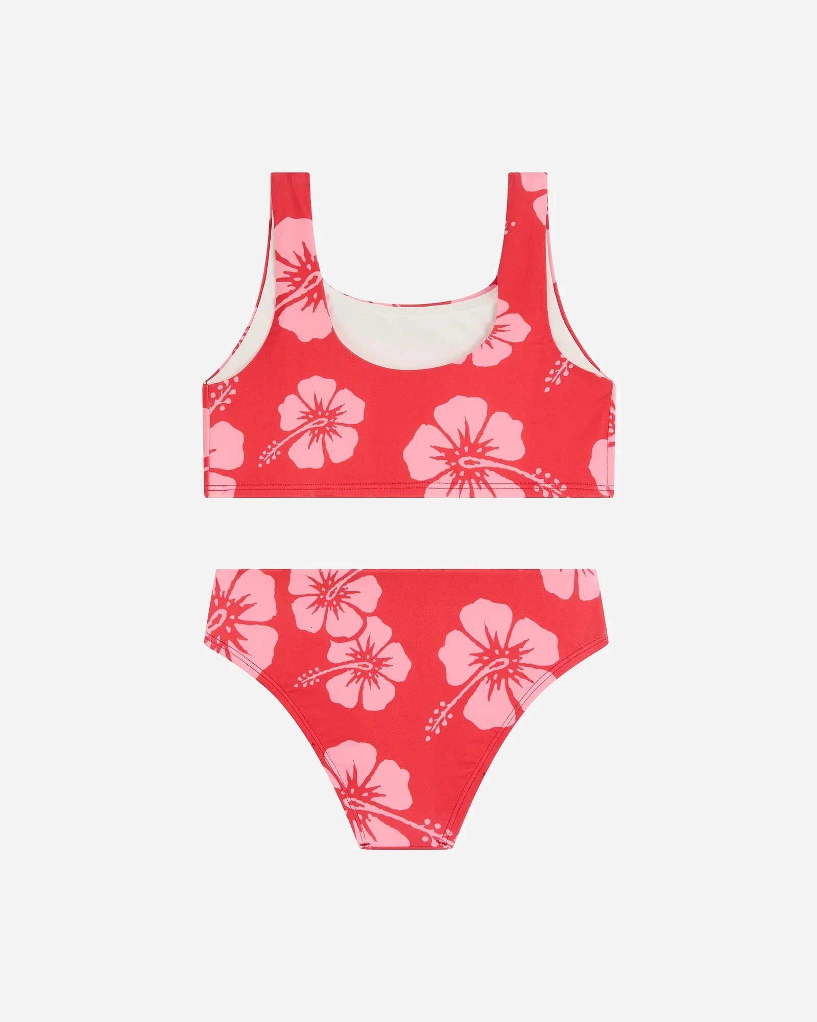 Crop Bikini Swim Set - Hibiscus Rose Red - Image 2