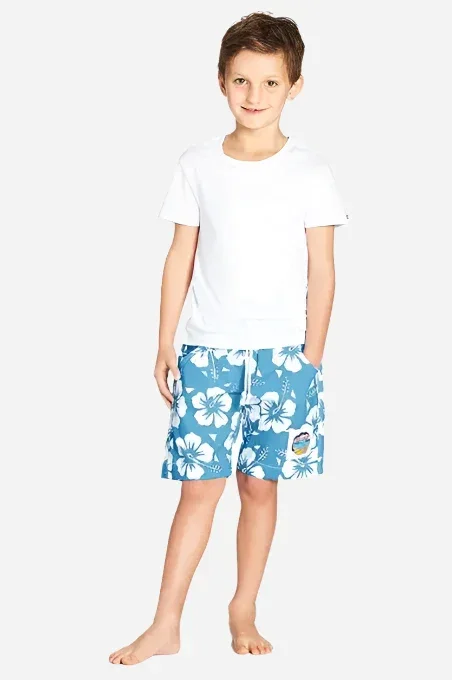 Boys Classic Short - Hibiscus Steel - Image 3