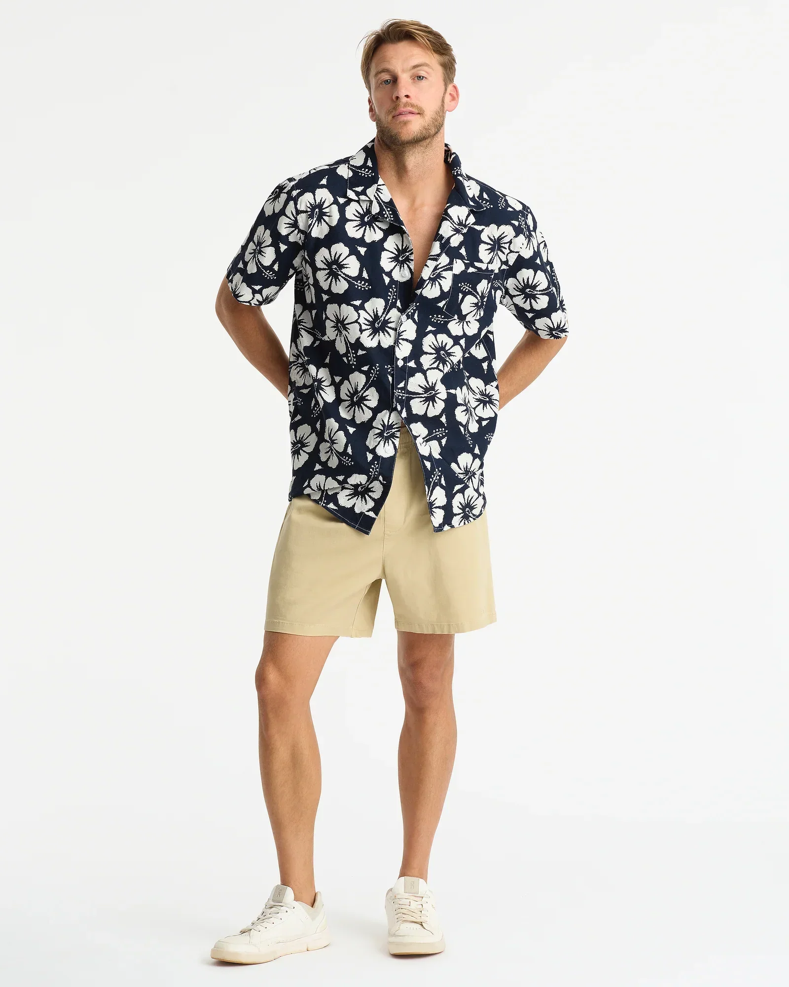 Mens Classic Shirt - Hibiscus Navy - Image 3