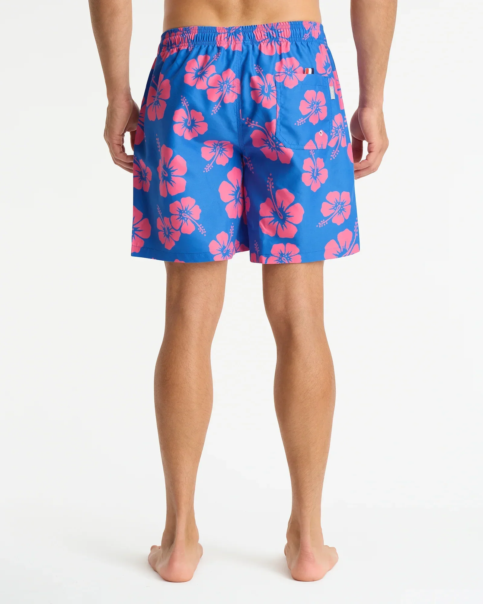 Mens Classic Swim Short - Hibiscus Duo Blue Pink - Image 4