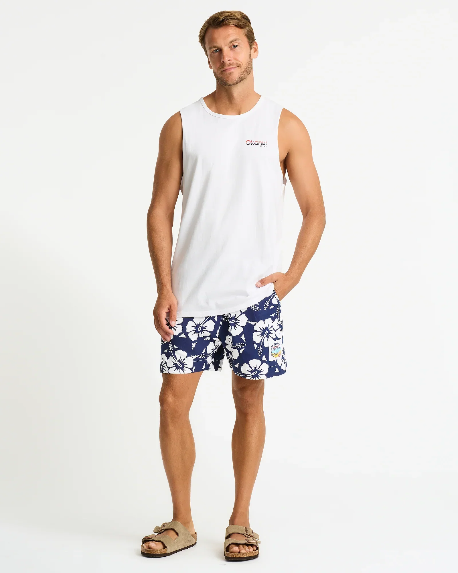 Mens Classic Badge Tank - White - Image 3