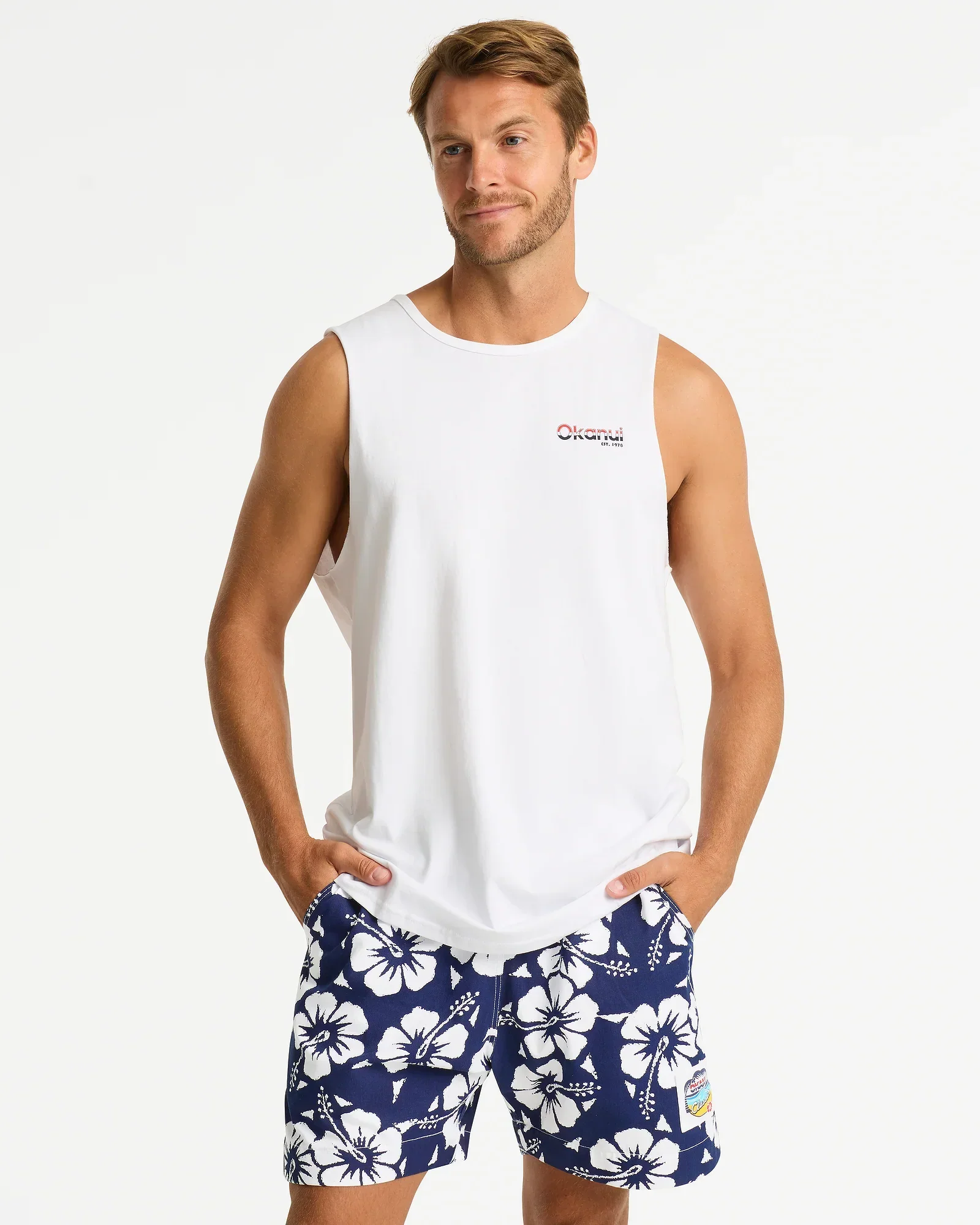 Mens Classic Badge Tank - White - Image 4