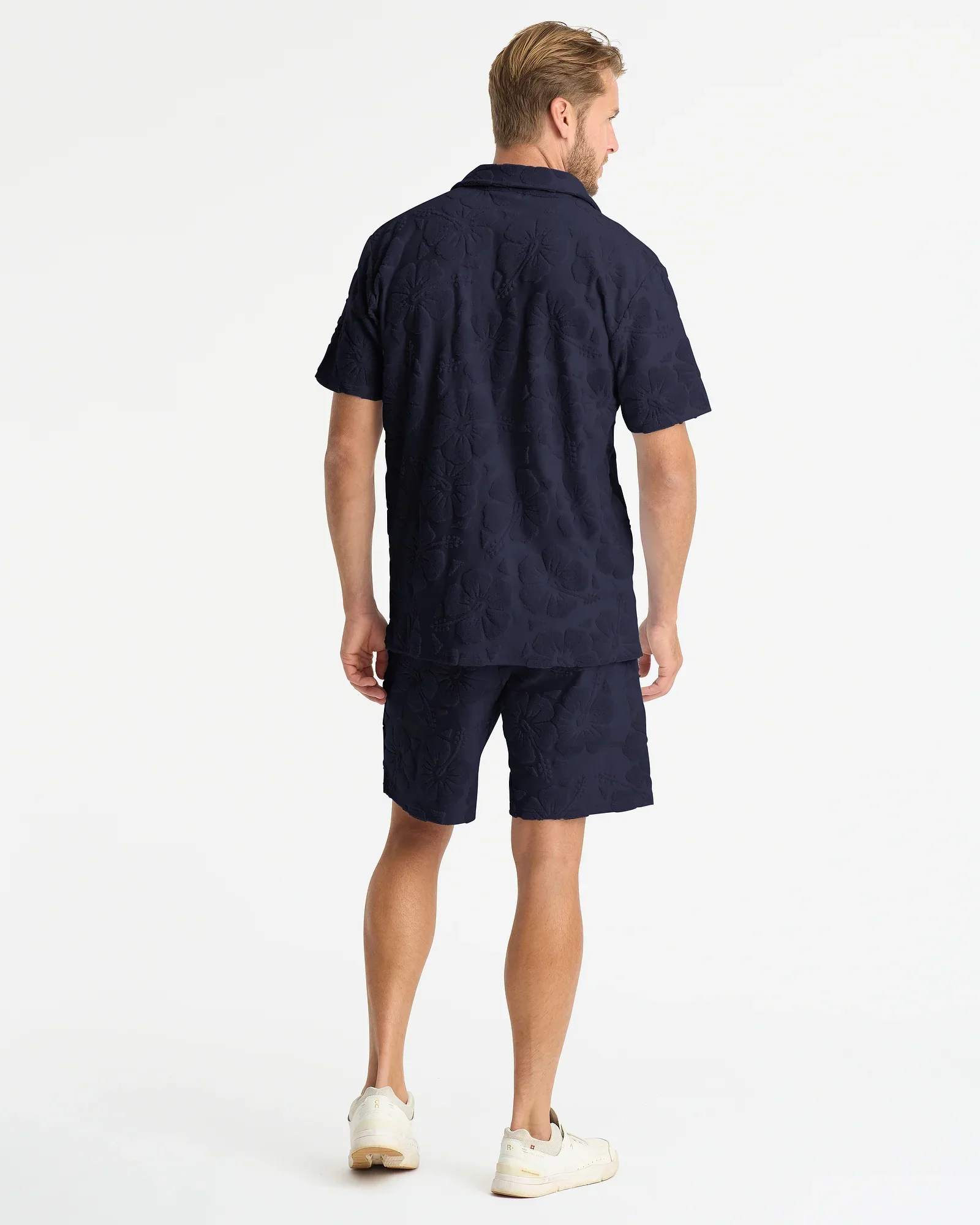 Mens Weekend Terry Shirt - Hibiscus Navy - Image 5