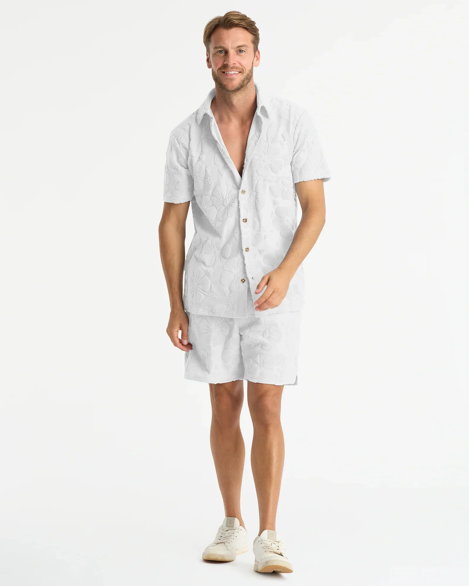 Mens Weekend Terry Shirt - Hibiscus White - Image 5