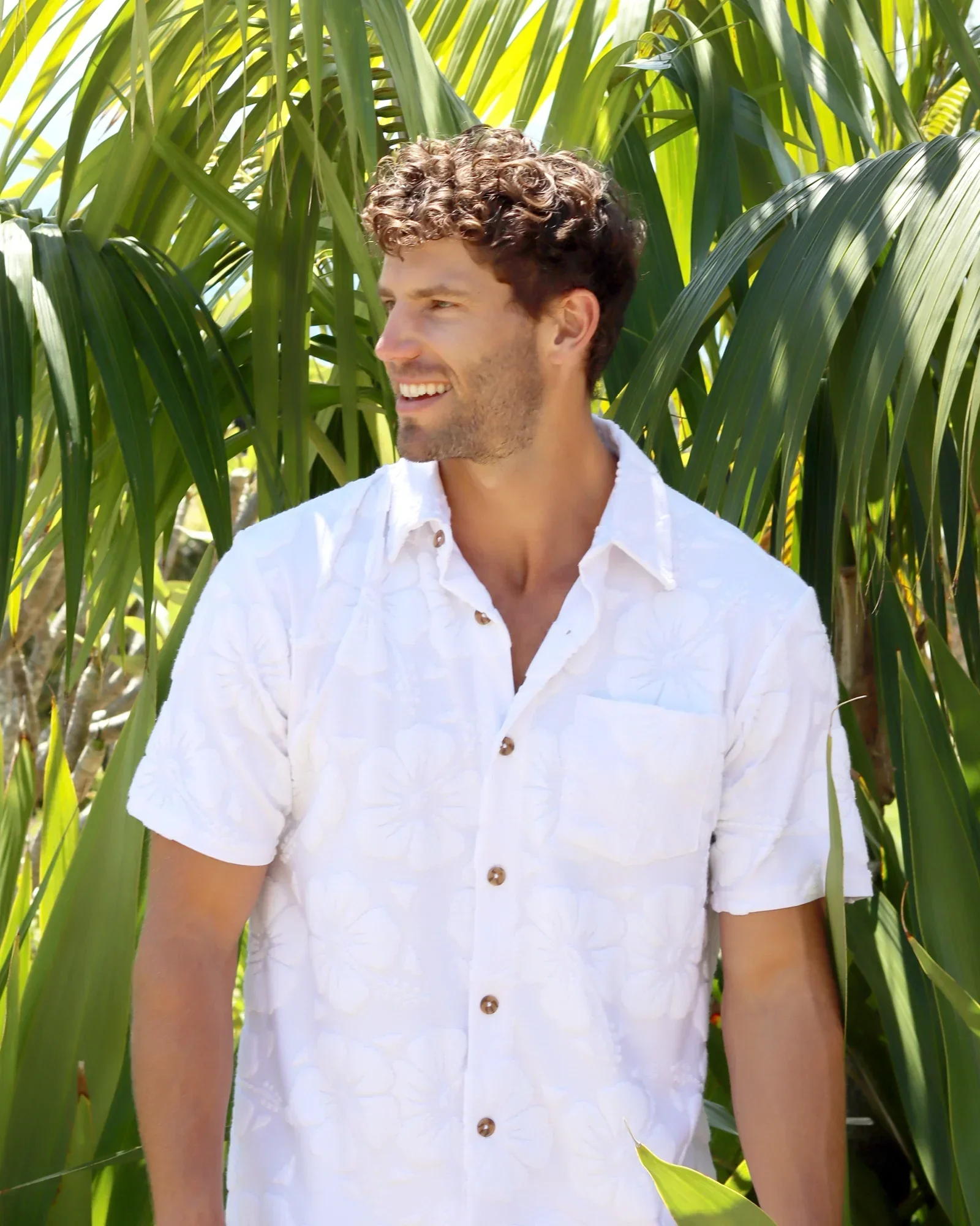 Mens Weekend Terry Shirt - Hibiscus White - Image 6