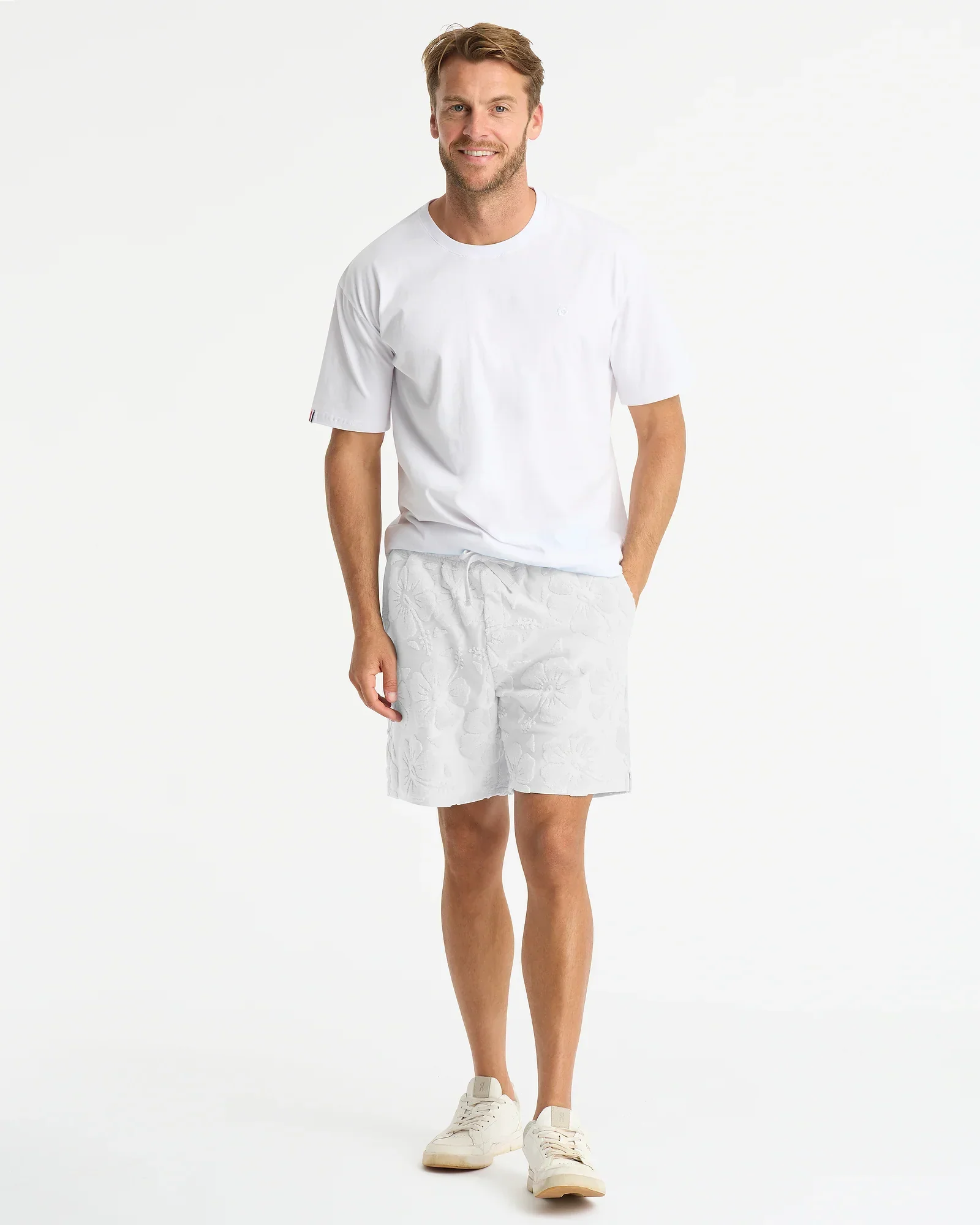 Mens Weekend Terry Short - Hibiscus White - Image 4