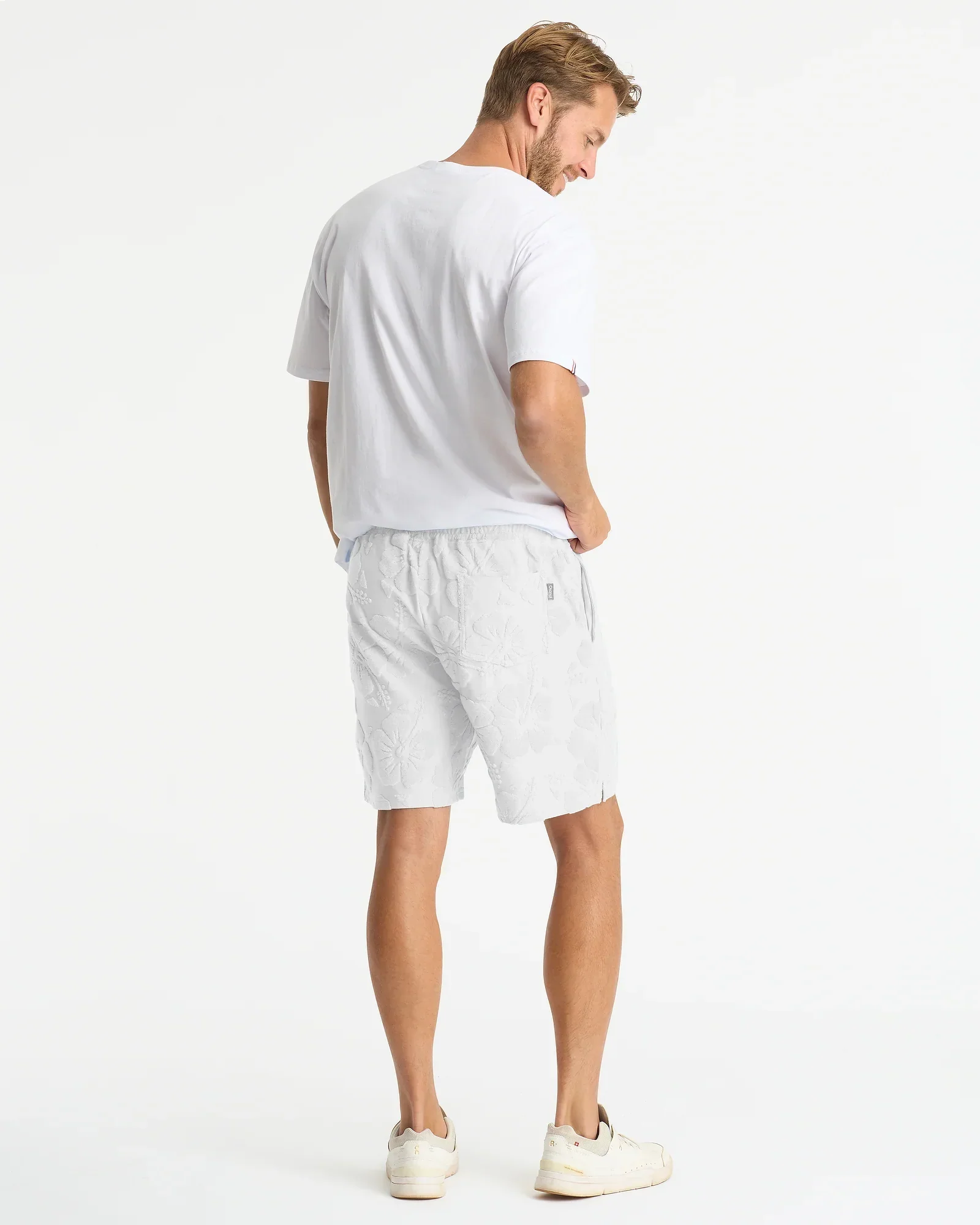 Mens Weekend Terry Short - Hibiscus White - Image 5