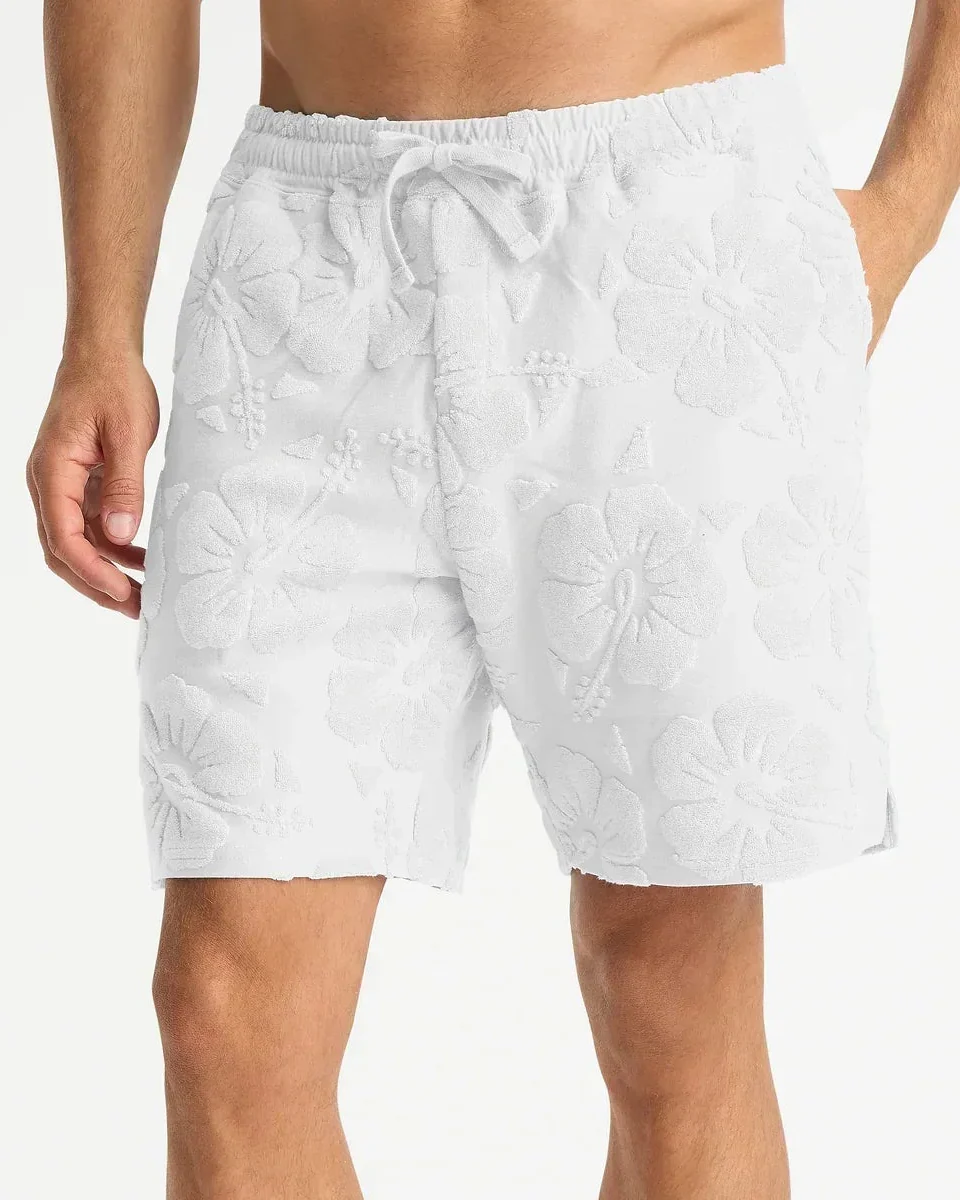 Mens Weekend Terry Short - Hibiscus White - Image 6