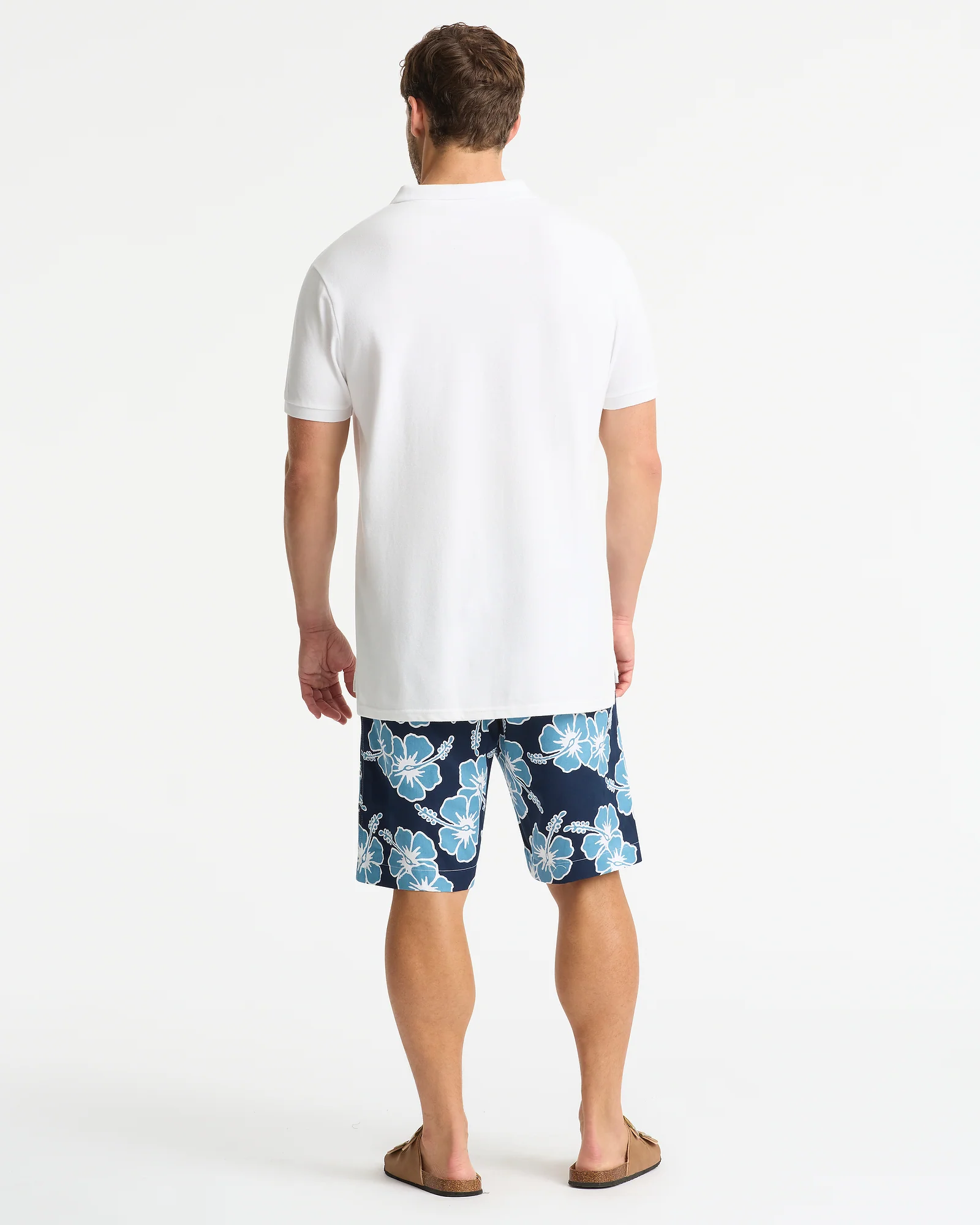Mens Classic Shorts - Hibiscus Tri Colour - Navy Petrol White - Image 4