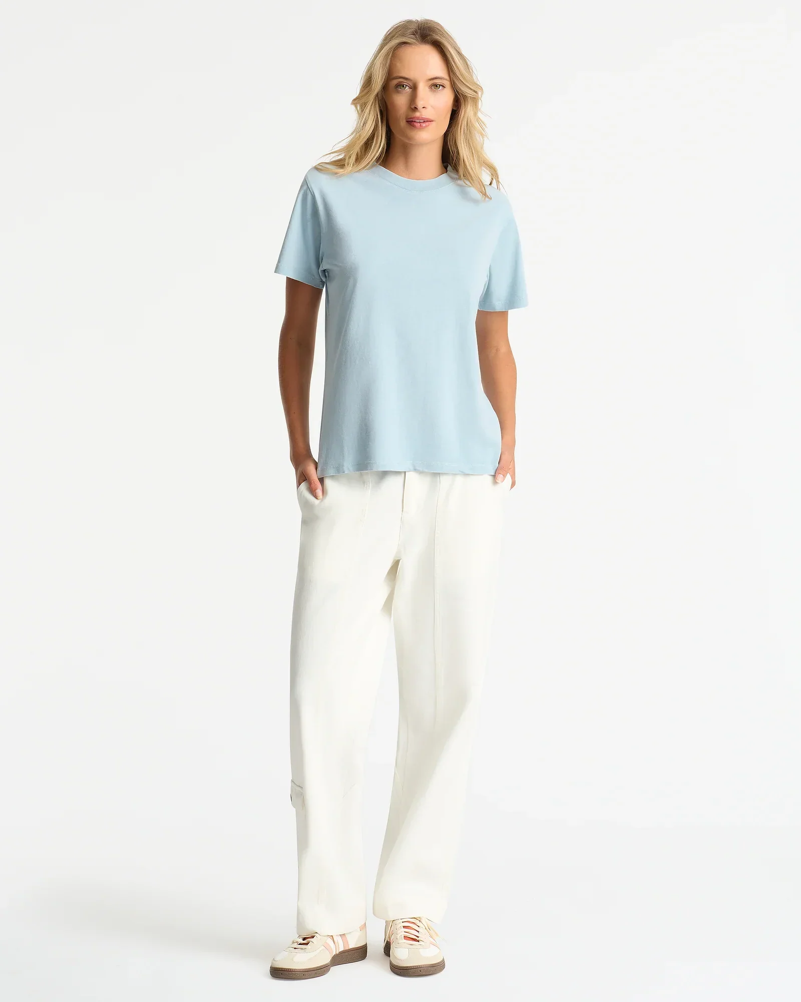 Womens Staple Boxy T'Shirt - Washed Blue - Image 4