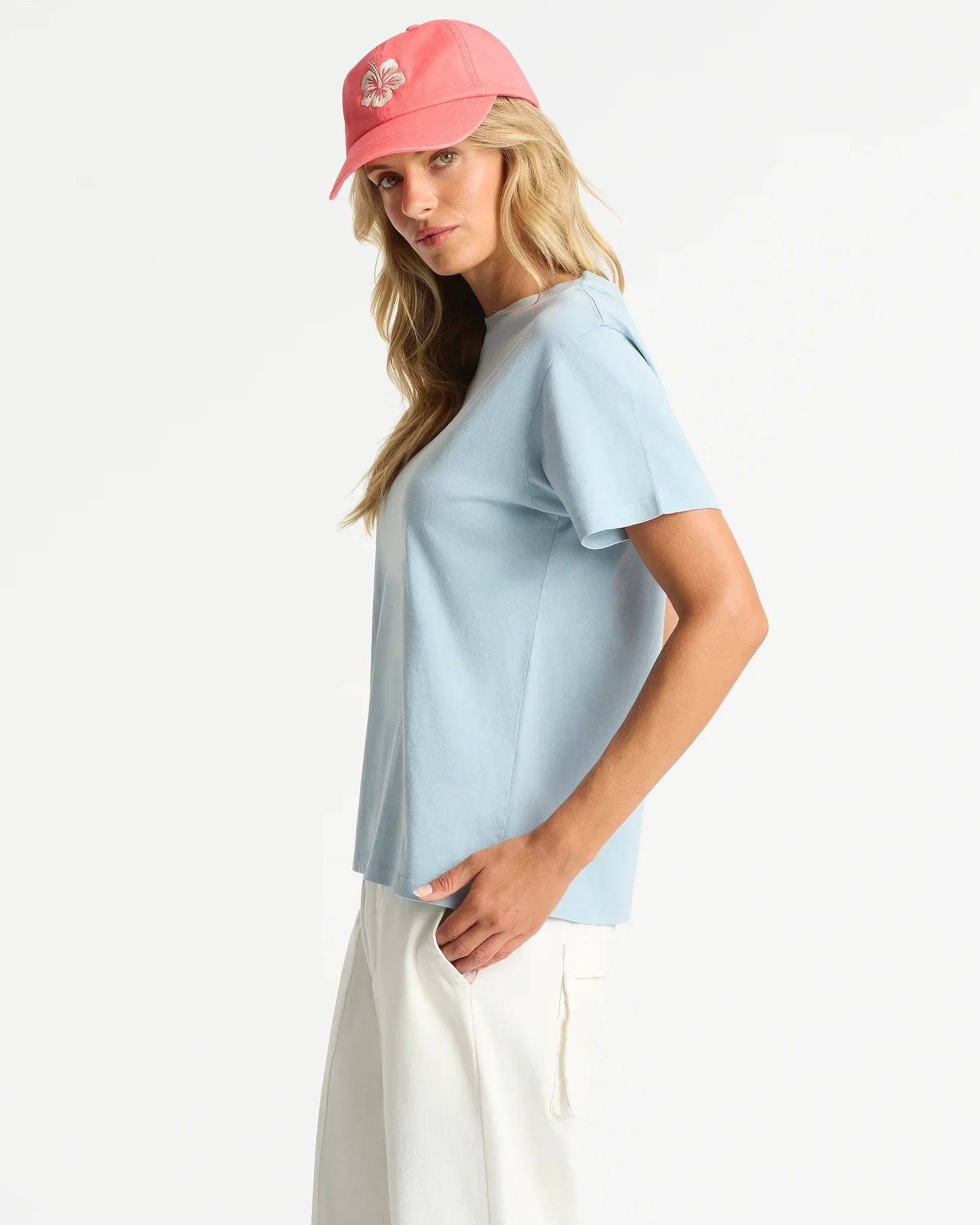 Womens Staple Boxy T'Shirt - Washed Blue - Image 5