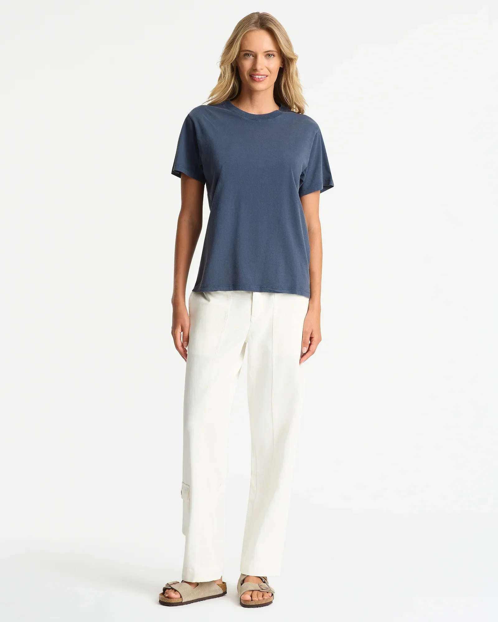 Womens Staple Boxy T'Shirt - Washed Navy - Image 4