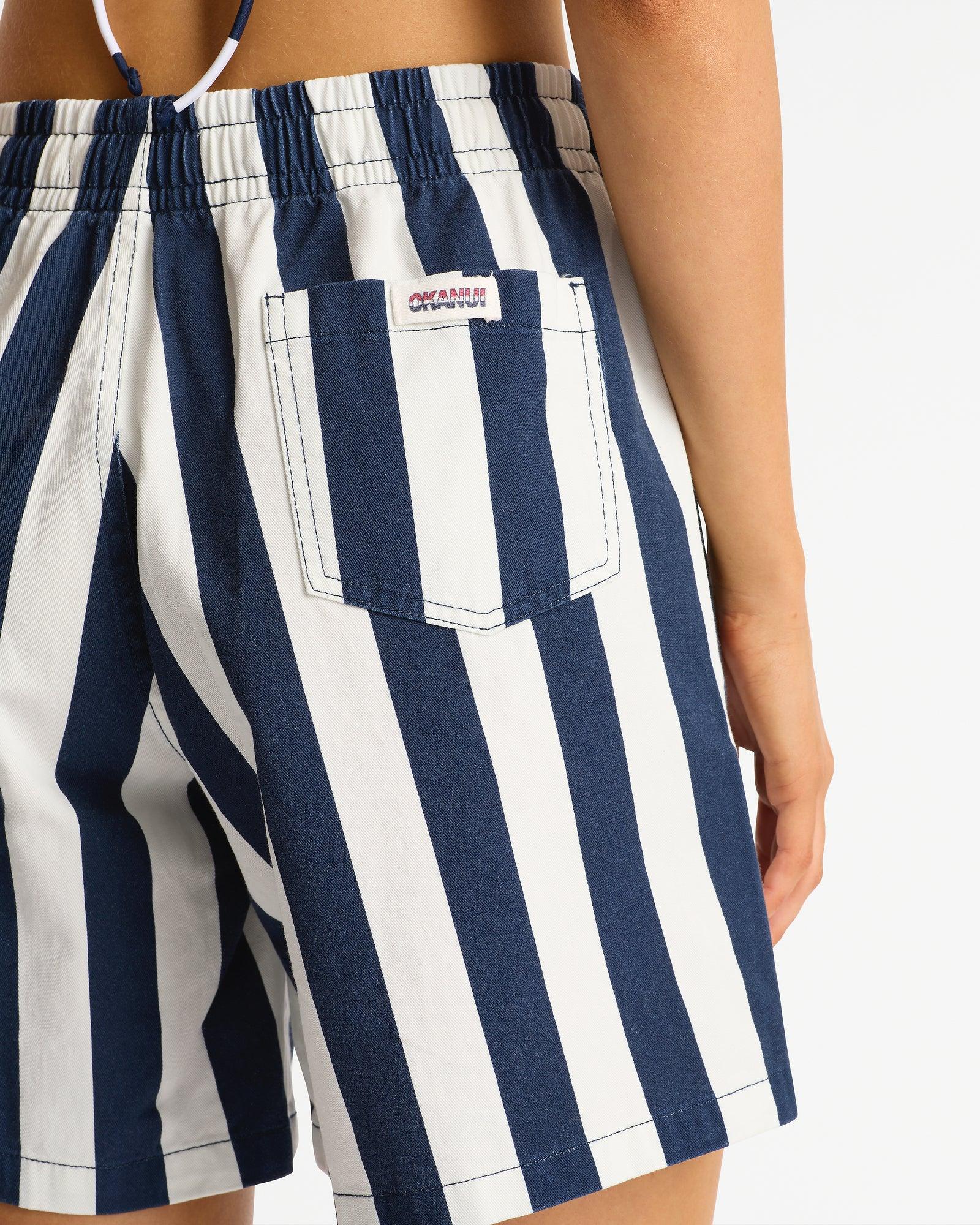 Womens Classic Short - Navy White Stripe - Image 4