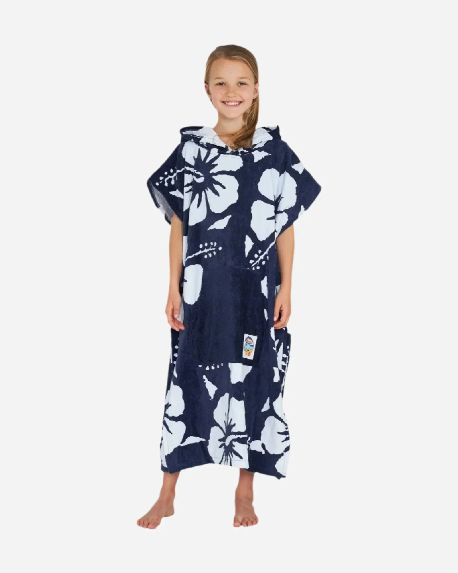 Youth Hooded Towel - Hibiscus Navy - Image 3